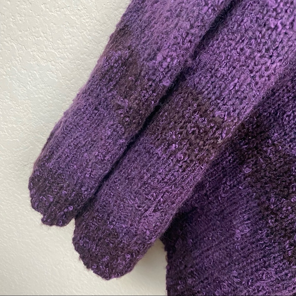 CATO Purple Oversized Cowl Neck Fringe Sweater LARGE Belted Tunic Boho Chic F85 - Picture 10 of 14